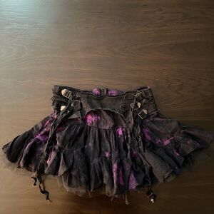 Lip Service Black and Purple Mini Skirt
